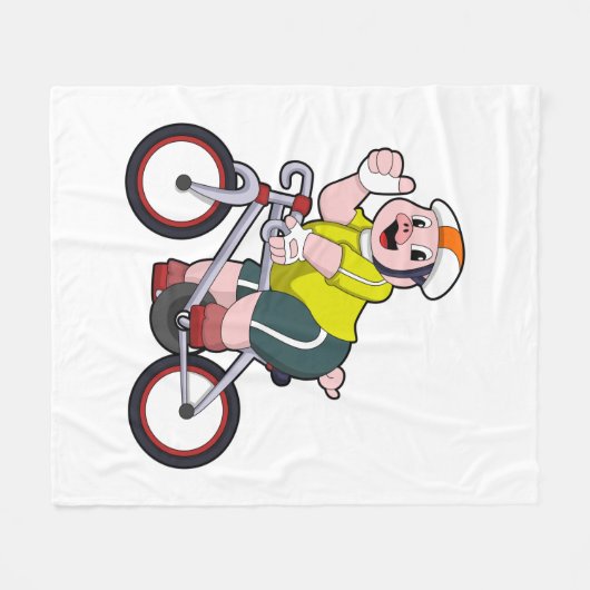 Varken met fiets en helm fleece deken (Voorkant (Horizontaal))