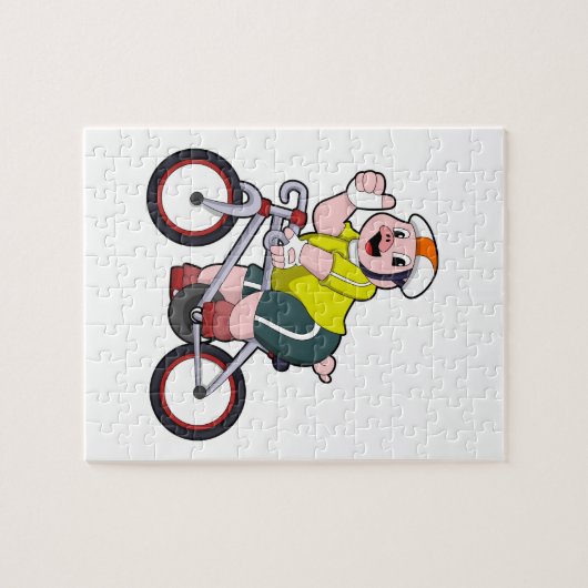 Varken met fiets en helm legpuzzel (Horizontaal)