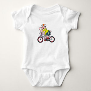 Varken met fiets en helm romper