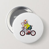 Varken met fiets en helm ronde button 7,6 cm (Voorkant /achterkant)