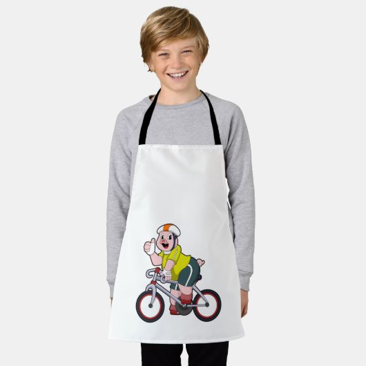 Varken met fiets en helm schort (Gedragen)