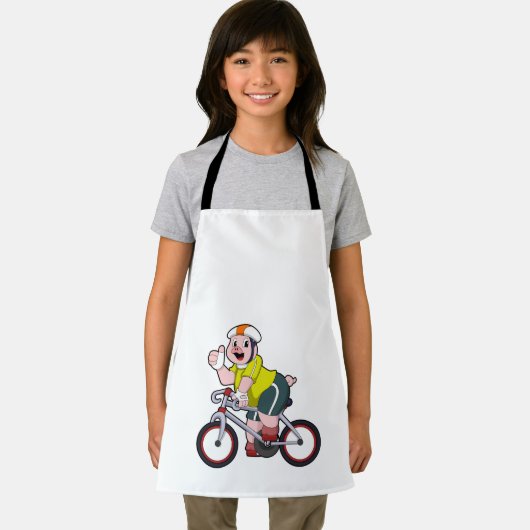 Varken met fiets en helm schort (Insitu)