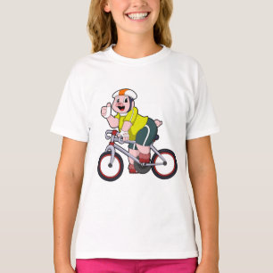 Varken met fiets en helm t-shirt