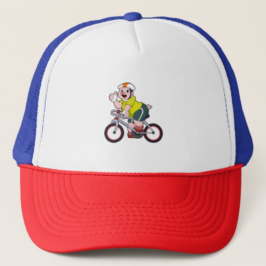 Varken met fiets en helm trucker pet (Voorkant)