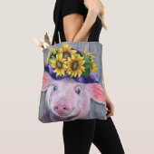 Varken met gebloemde hoed tote bag (Dichtbij)