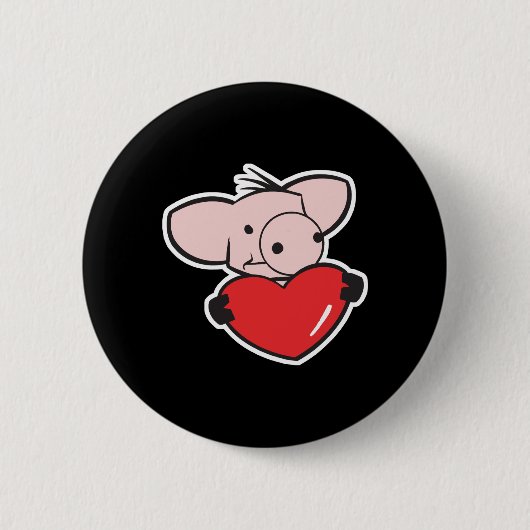 varken met hart ronde button 5,7 cm (Voorkant)
