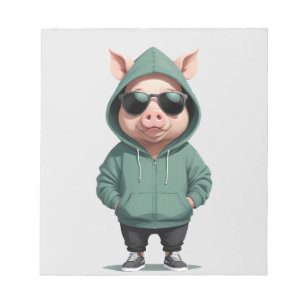 Varken met hoodie Grappig cool dierlijk karakter Notitieblok