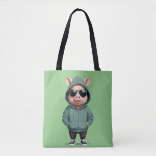 Varken met hoodie Grappig cool dierlijk karakter Tote Bag