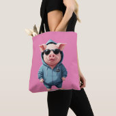 Varken met hoodie Grappig cool dierlijk karakter Tote Bag (Dichtbij)