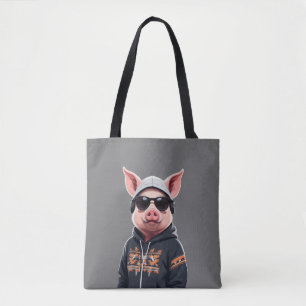 Varken met hoodie Grappig cool dierlijk karakter Tote Bag