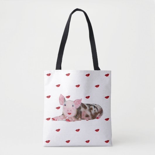 Varken met lippenstift-Tas Tote Bag (Voorkant)