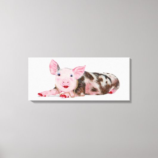 Varken met Lipstick Print op Canvas (Voorkant)
