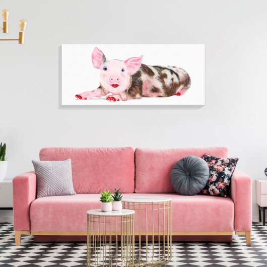 Varken met Lipstick Print op Canvas (Insitu (Woonkamer))