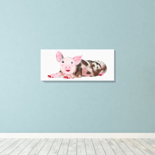Varken met Lipstick Print op Canvas (Insitu (Houten vloer))