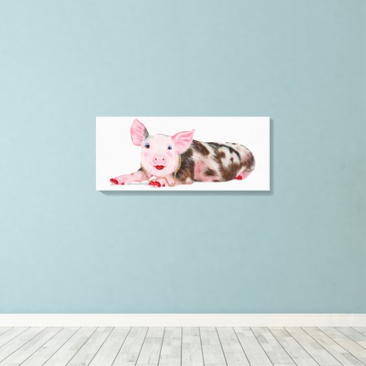 Varken met Lipstick Print op Canvas (Insitu (Houten vloer))