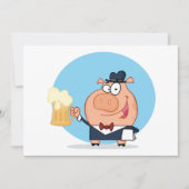 Varken Met Pint van Bier Uitnodigingen (Voorkant)