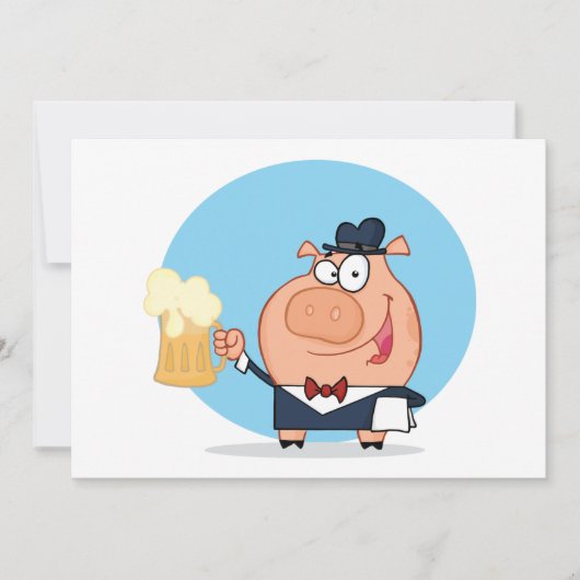 Varken Met Pint van Bier Uitnodigingen (Voorkant)