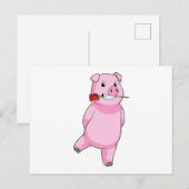 Varken met roos briefkaart (Voorkant / Achterkant)