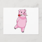 Varken met roos briefkaart (Voorkant)