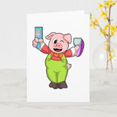 Varken met schaar en scheermes kaart (Gele Bloem)