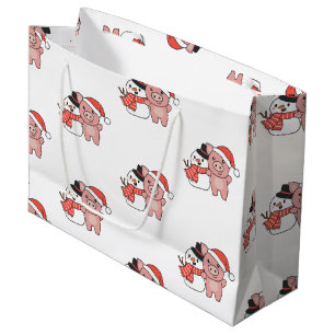 Varken met Snowman in de winter voor kerstcadeau Groot Cadeauzakje