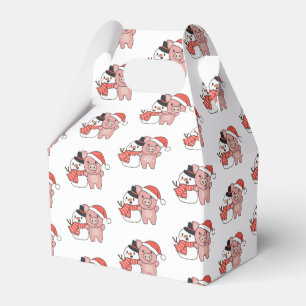 Varken met Snowman in de winter voor kerstcadeaudo Bedankdoosjes