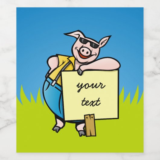 Varken met teken wijn etiket (Enkel label)