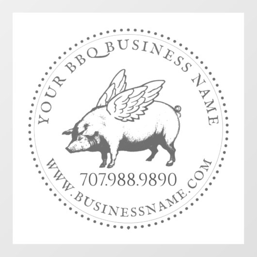 Varken Met Vleugels BBQ Barbecue Bedrijf Raamsticker (Vel)