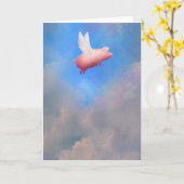 Varken met vleugels wenskaart kaart (Gele Bloem)