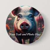 Varken op een Button Aangepast, Foto en tekst toev (Voorkant)