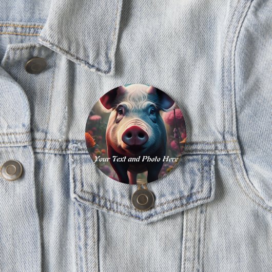 Varken op een Button Aangepast, Foto en tekst toev (In situ)