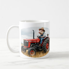 varken op een tractor mok