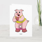 Varken op fitness met elastiek kaart (Achterkant)