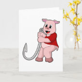 Varken op Geviste vishaak Kaart (Gele Bloem)