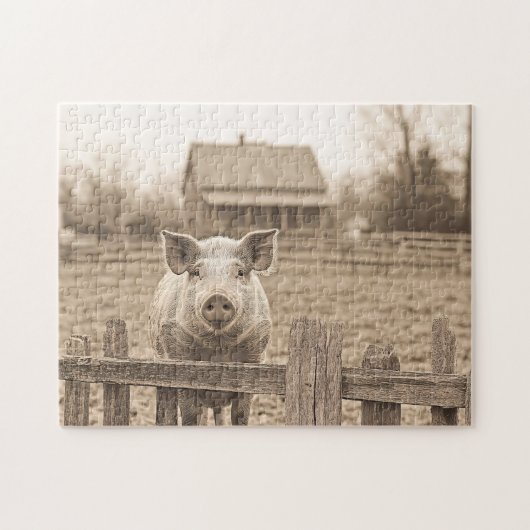 Varken op het Boerderij  stijl Legpuzzel (Horizontaal)