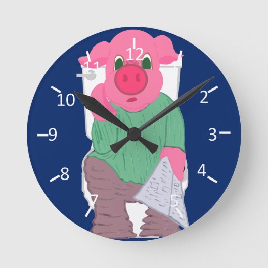 Varken op het toilet ronde klok (Voorkant)