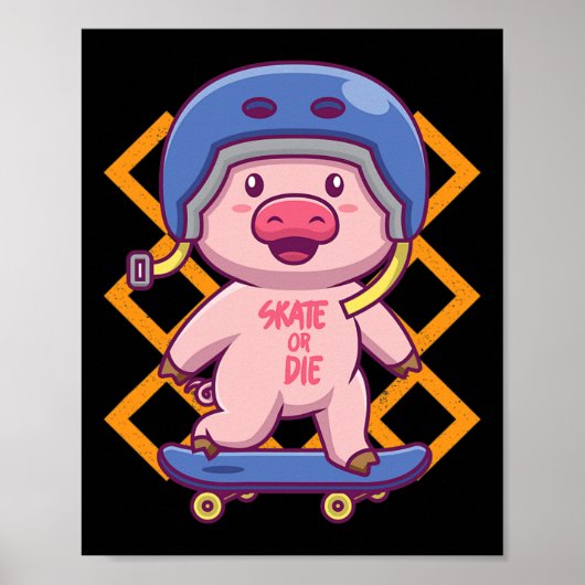 Varken op Skateboard Grappig Skateboard Design Poster (Voorkant)