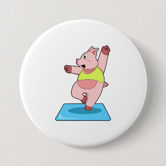 Varken op Yoga Fitness Ronde Button 7,6 Cm (Voorkant)