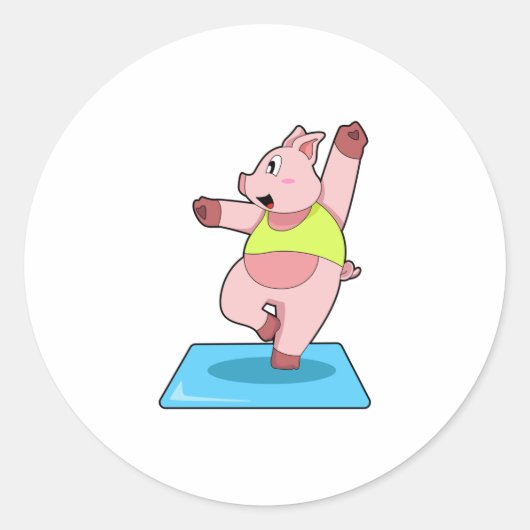 Varken op Yoga Fitness Ronde Sticker (Voorkant)