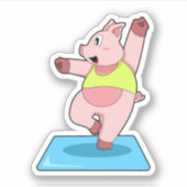 Varken op Yoga Fitness Sticker (Voorkant)
