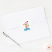 Varken op Yoga Fitness Vierkante Sticker (Envelop)