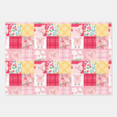 Varken Patchwork Bloemen Rustiek Verjaardagsfeest Inpakpapier Vel (Voorkant 3)