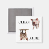 Varken Piggy Clean vuile vaatwasser Magneet (Voorkant / Achterkant)