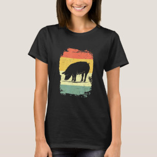  Varken Retro Sunset Kleuren Silhouet Varkens T-shirt