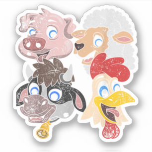 Varken Schaap Koe Kip Kinderen Peuters Grappige Bo Sticker