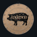 varken silhouet aangepaste dartboard dartbord<br><div class="desc">varken silhouet aangepaste dartboard. Rustiek ontwerp met gepersonaliseerde tekst. Boerderij dierontwerp. Upload uw eigen afbeelding optioneel.</div>