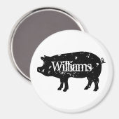 varken silhouet aangepaste familienaam koelkast magneet (Voorkant / Achterkant)