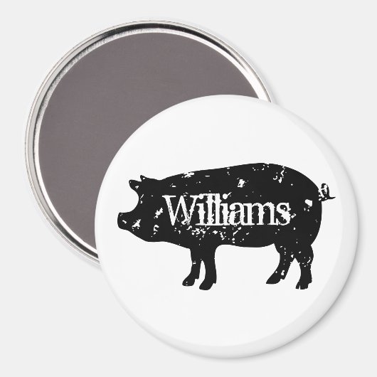 varken silhouet aangepaste familienaam koelkast magneet (Voorkant / Achterkant)
