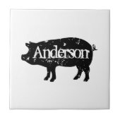  varken silhouet aangepaste vierkante tegel tegeltje (Voorkant)