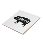  varken silhouet aangepaste vierkante tegel tegeltje (Zijkant)